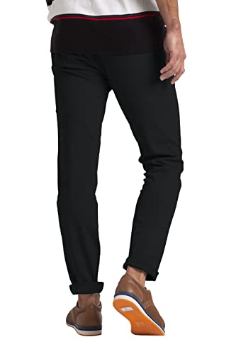 westAce Mens Casual Chino Trouser Athletic-fit Cotton Stretch Classic Essential Pant (Black, 36W x 32L)