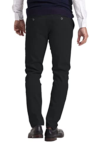 westAce Mens Chino Trousers Slim Fit Stretch Twill Casual Pants (34W / 32L, Black)