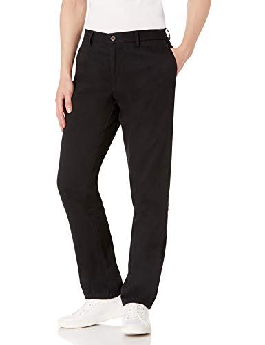 Amazon Essentials Men's Slim-Fit Wrinkle-Resistant Flat-Front Chino Trouser, Black, 36W / 32L