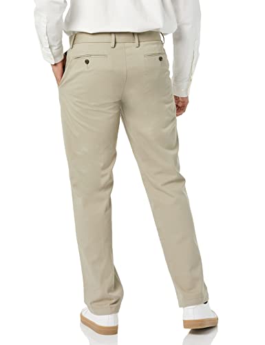 Amazon Essentials Men's Straight-Fit Wrinkle-Resistant Flat-Front Chino Trouser, Khaki Brown, 34W / 32L