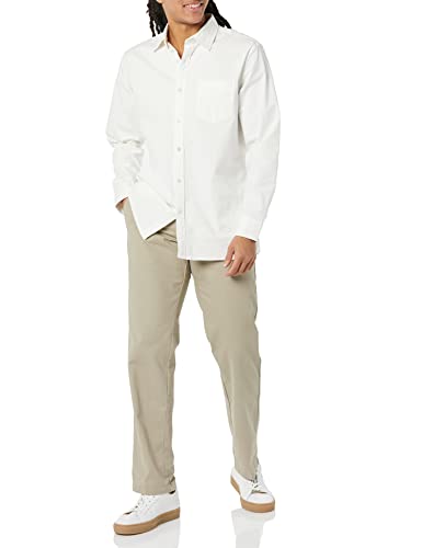 Amazon Essentials Men's Straight-Fit Wrinkle-Resistant Flat-Front Chino Trouser, Khaki Brown, 34W / 32L