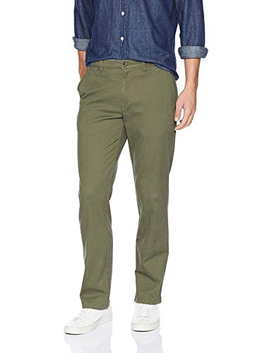 Amazon Essentials Men's Straight-Fit Casual Stretch Chino Trouser, Olive, 36W / 32L