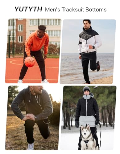 YUTYTH Tracksuit Bottoms Men, Cosy Breathable Men's Joggers with Zip Pocket and Elasticated Waist, Cotton Trousers for Men for Daily Wear and Gym Running Black