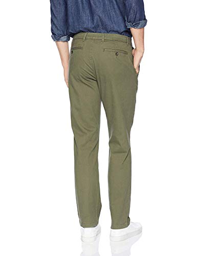 Amazon Essentials Men's Straight-Fit Casual Stretch Chino Trouser, Olive, 36W / 32L