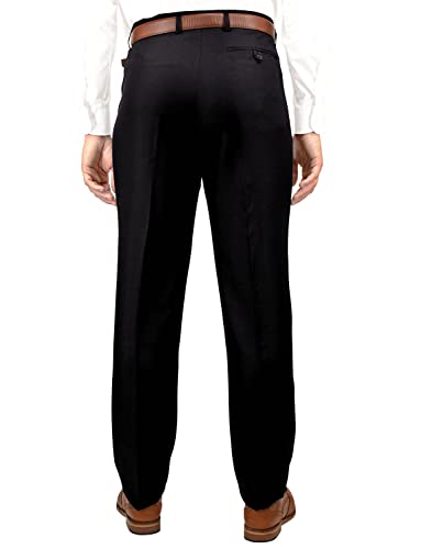 Chums Men's Stretch Waist Formal Smart Work Trousers Hidden Elasticated Waist Smart Work Pants Black
