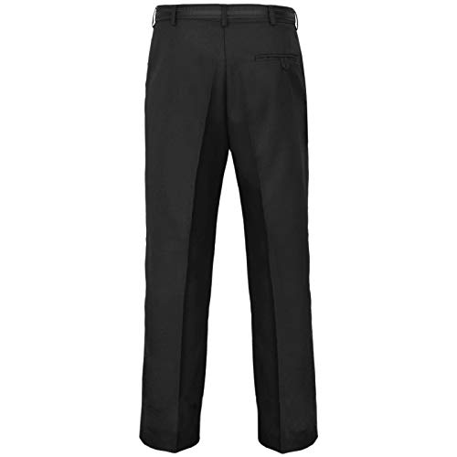 MyShoeStore Mens Formal Trousers Casual Business Office Work Home Belted Smart Dress Pants Straight Leg Flat Front Everpress Pockets Waist Sizes UK 30 Inch to UK 50 Inches (Black, 36/29)