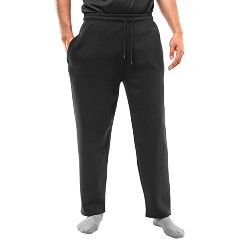 GA COMMUNICATIONS Mens Jogging Sweat Pants Brushed Fleece Elasticated Waist Bottoms Gym Trousers[Black,2XL]
