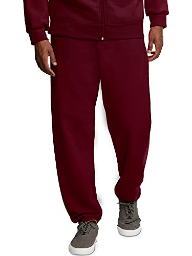 Fruit of the Loom Men's Eversoft Fleece Sweatpants, Elastic Bottom - Maroon, L UK