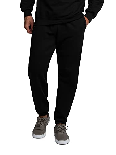 Fruit of the Loom Men's Eversoft Fleece Sweatpants & Jogger, Black, L