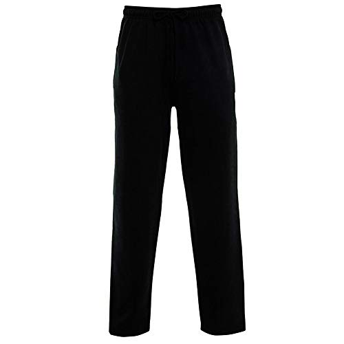 MALAIKA Mens Open Hem Jog Pants/Men Plain Jogging Bottoms Joggers Fleece Pants Gym Sports Trousers Plus Sizes Small to XXXXXL 5XL (5XL, Black)