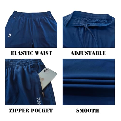 frueo 2 Pack Tracksuit Bottoms Men Lightweigt Jogging Trousers with Zipper Pockets Work Joogers Fit Sport Casual Sweatpants for Running Gym Training(0601) Black Navy-L