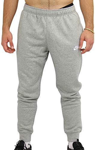 NIKE Men's M Nsw Club Jggr Ft Sport Trousers, Dk Grey Heather/Matte Silver/(White), L UK