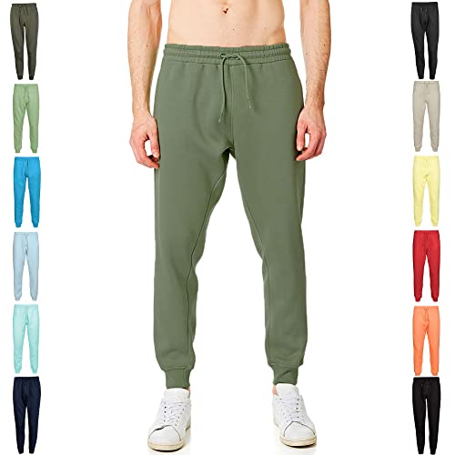 RIPT Essentials RCPNT764 Mens Soft Touch Loungewear Sweatpants Joggers Jog Pants, Army, Medium