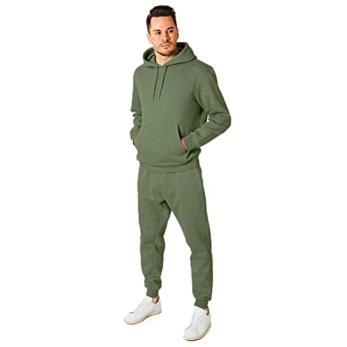 RIPT Essentials RCPNT764 Mens Soft Touch Loungewear Sweatpants Joggers Jog Pants, Army, Medium