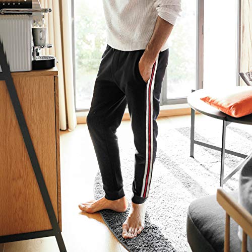 MANLUODANNI Mens Fleece Jog Pants Jogging Bottoms Trousers Joggers Brushed Lining Casual Pants Elastic Waist Zip Pockets Grey-M