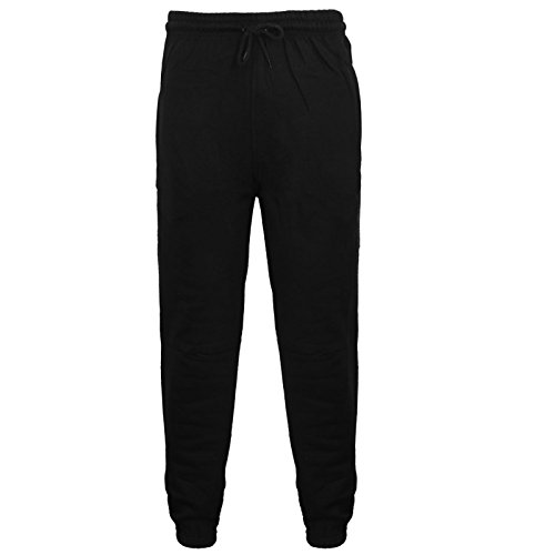 New Mens Elasticated Hem Fleece Jogging Bottoms Super Soft Warm Cosy Plain Jog Pants Joggers With Zip Pockets Fleece Gym Sports Casual Trousers (as8, alpha, l, regular, regular, Black, Large)
