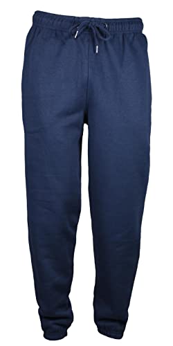 True Face Men's Trouser Fleece Elasticated Joggers Cuffed Sweatpants Plain Jogging Bottoms Navy XL