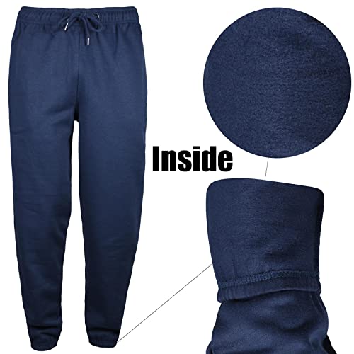True Face Men's Trouser Fleece Elasticated Joggers Cuffed Sweatpants Plain Jogging Bottoms Navy XL