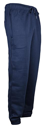 True Face Men's Trouser Fleece Elasticated Joggers Cuffed Sweatpants Plain Jogging Bottoms Navy XL