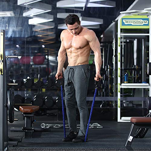 BROKIG Mens Gym Joggers Sweatpants, Causal Slim Fit Running Trousers Tracksuit Jogging Bottoms with Double Pockets(Medium,Grey)