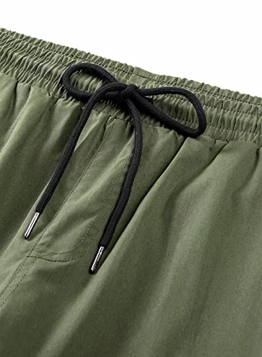Elegancity Mens Cargo Trousers Casual Jogger Work Pants Regular Fit Drawstring Sweatpants Sports Bottoms with Pockets (Green, 42)