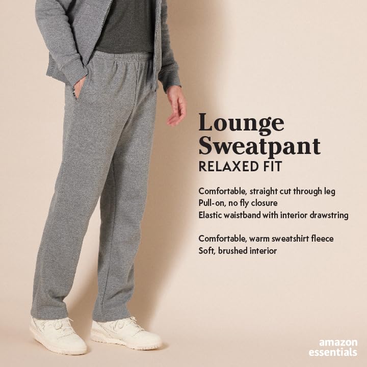 Amazon Essentials Men's Fleece Sweatpants (Available in Big & Tall), Black, XL