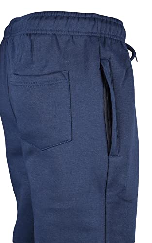 True Face Men's Trouser Fleece Elasticated Joggers Cuffed Sweatpants Plain Jogging Bottoms Navy XL