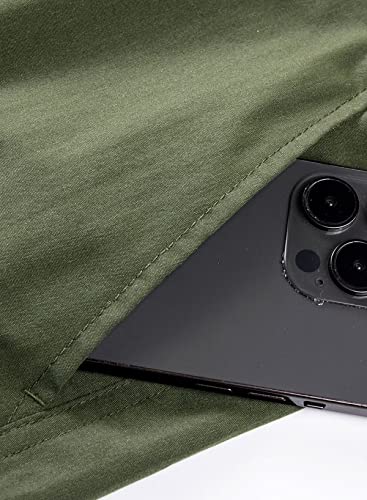 Elegancity Mens Cargo Trousers Casual Jogger Work Pants Regular Fit Drawstring Sweatpants Sports Bottoms with Pockets (Green, 42)