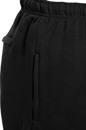 LUXE DIVA Men's Trouser Fleece Elasticated Joggers Cuffed Sweatpants with Zip Pockets Fleece Gym Sports Casual Trousers Size S-XXL Black