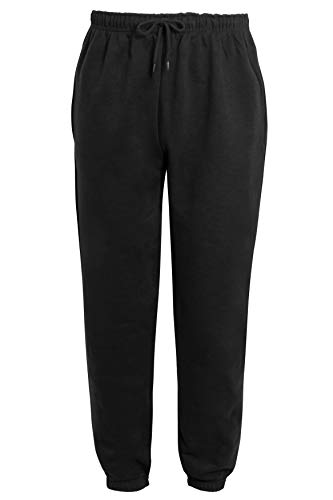 LUXE DIVA Men's Trouser Fleece Elasticated Joggers Cuffed Sweatpants with Zip Pockets Fleece Gym Sports Casual Trousers Size S-XXL Black