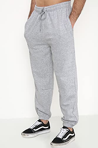 Mens Fleece Jogging Bottoms S-6XL (XL, Greymarl)