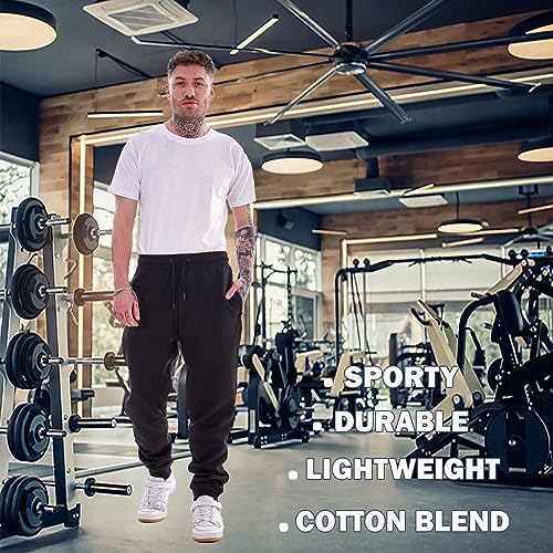 Keanu 2 Pack Regular Fit Mens Joggers - Super Soft Jogging Bottoms with Brushed Fleece Lining - Lounge Pants Gym Joggers - Cotton Rich Blend - Mens Sizes S - 2XL (Black Pack, Large)