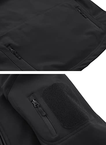 Waterproof Jackets Mens Winter Military Hooded Jacket for Men Windbreakers Softshell Jacket Men Tactical Combat Jackets and Coats for Men Skiing Snowboard Full Zip, Black, Large (Tag XL)