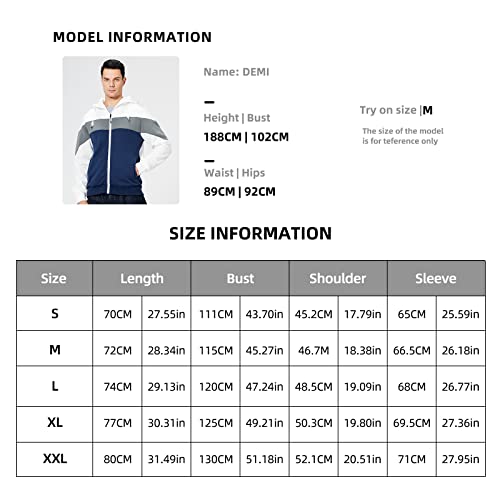 AOTORR Mens Hoodie Sweatshirt Full Zip up Long Sleeve with Pockets Fleece Hooded Jacket WY91 White L