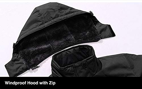 TACVASEN Winter Jacket Men Warm Waterproof Skiing Jacket Fleece Snowboarding Military Outdoor Lightweight Jacket Coat Parka with Hood Raincoat Black