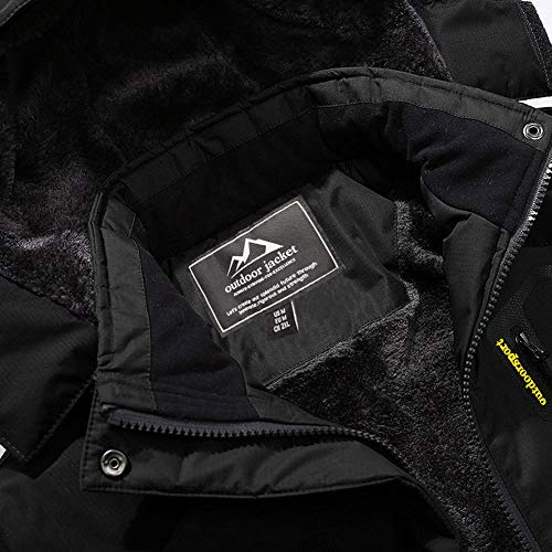 TACVASEN Winter Jacket Men Warm Waterproof Skiing Jacket Fleece Snowboarding Military Outdoor Lightweight Jacket Coat Parka with Hood Raincoat Black