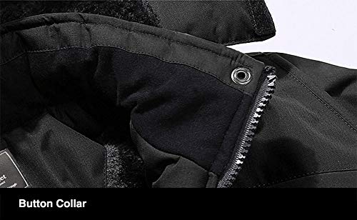 TACVASEN Winter Jacket Men Warm Waterproof Skiing Jacket Fleece Snowboarding Military Outdoor Lightweight Jacket Coat Parka with Hood Raincoat Black