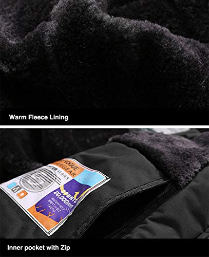 TACVASEN Winter Jacket Men Warm Waterproof Skiing Jacket Fleece Snowboarding Military Outdoor Lightweight Jacket Coat Parka with Hood Raincoat Black