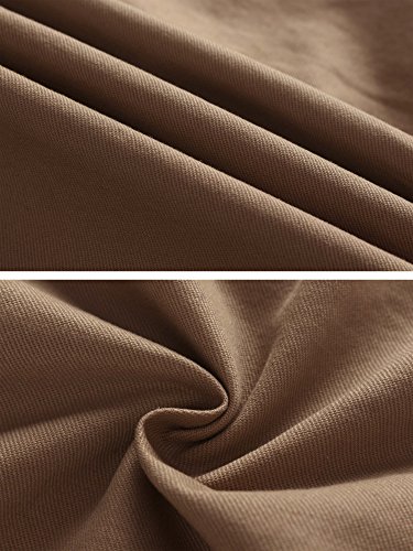 WenVen Men's Lapel Jacket Harrington Jacket Outdoor Windproof Jackets Casual Cotton Coat Classic Full-Zip Jacket Khaki L