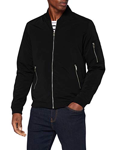 JACK & JONES Mens Rush Bomber Jacket - Black - Large