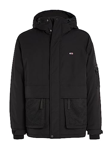 Tommy Jeans Men's Tech Jacket for Transition Weather, Black (Black), L