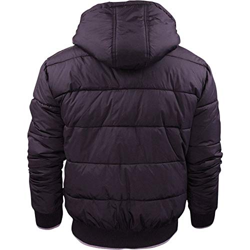 Crosshatch Mens Althorpe Quilted Padded Hood Jacket Fleece Lined Winter Coat Night Black 3XL