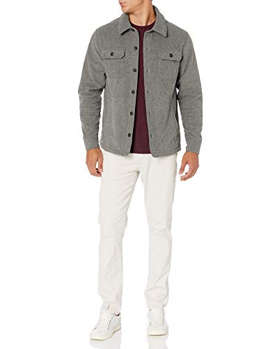 Amazon Essentials Men's Long-Sleeve Polar Fleece Shirt Jacket, Charcoal Heather, XL