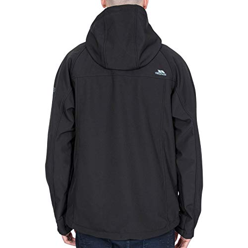 Trespass Men's Accelerator II Waterproof Softshell Jacket with Removable Hood, Black, Large
