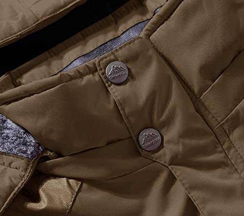 MAGCOMSEN Men's Waterproof Warm Coats Outdoor Ski Jacket Windproof Jacket Mens Cycling Hiking Jackets Mens Winter Jackets with Fleece Lining Coffee