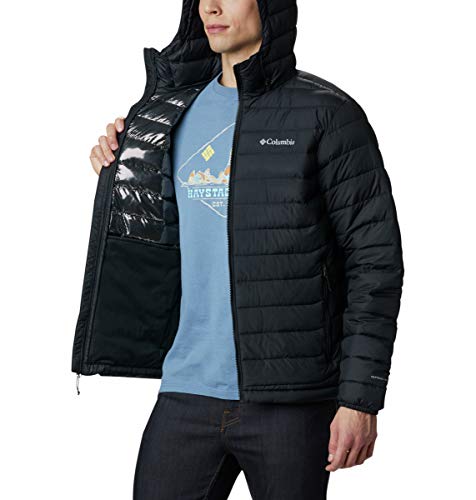 Columbia Powder Lite Hooded Jacket Men's Hooded Puffer Jacket, Black