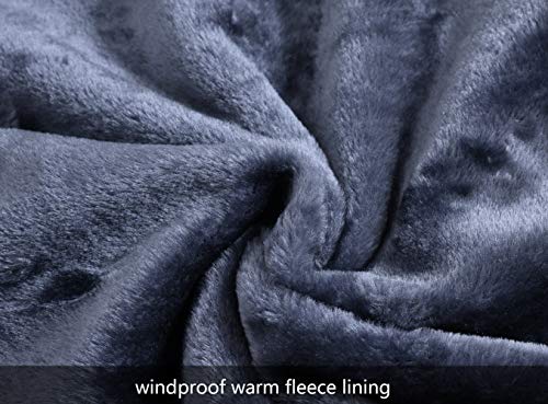 donhobo Men's Fleece Jacket Winter Waterproof Warm Ski Jackets Windproof Coat with Zip Pockets Hood(Black,M)