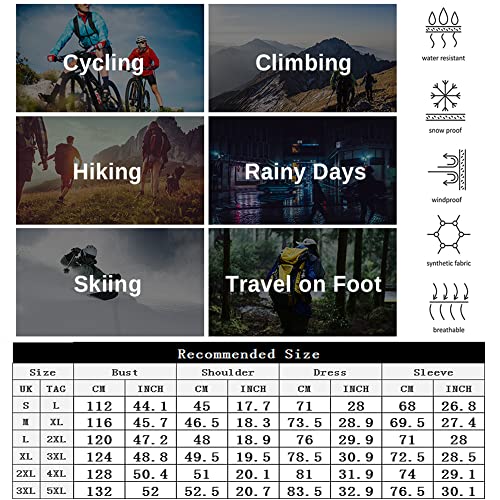 MakingDa Men's Waterproof Jacket Hooded Windbreaker Casual Outdoor Windproof Comfy Hoodies Coat with Zip Pockets-Black-3XL