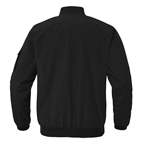 donhobo Men's Spring Autumn Casual Jackets,Lightweight Bomber Jacket Outdoor Sports Windbreakers Thin Baseball Coats with Zipper Pockets Black L