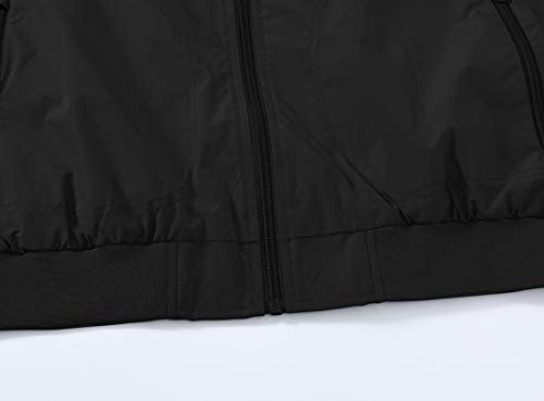 donhobo Men's Spring Autumn Casual Jackets,Lightweight Bomber Jacket Outdoor Sports Windbreakers Thin Baseball Coats with Zipper Pockets Black L